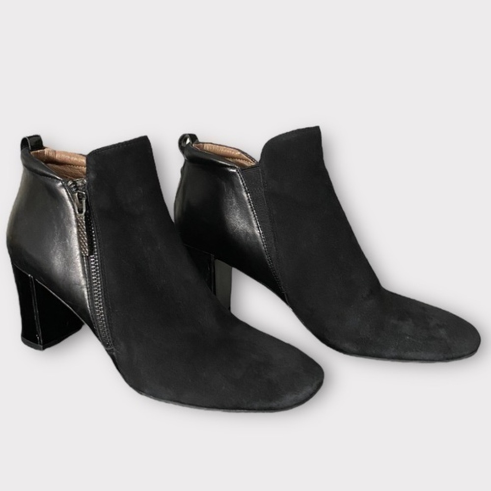 Donald J. Pliner Black Coralie Suede & Leather Mix Media Ankle Boots Size 8N